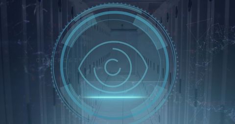 Futuristic Digital Eye Icon Over Vast Server Room - Download Free Stock Images Pikwizard.com