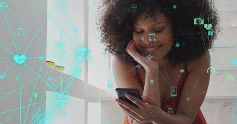 Woman Engaging with Social Media and Digital Connections