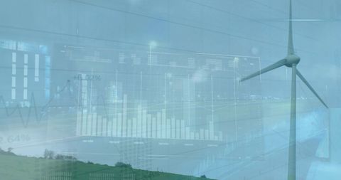 Wind Turbine with Data Visualization on Natural Landscape