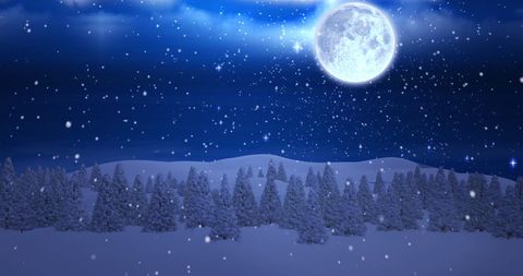 Magical Winter Landscape with Full Moon and Santa's Sleigh - Download Free Stock Images Pikwizard.com