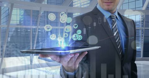 Businessman Engaging with Digital Financial Data Holograms - Download Free Stock Images Pikwizard.com