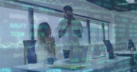 Business Professionals Discussing Stock Market Trends