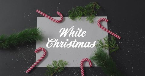 Festive White Christmas Greeting with Candy Canes