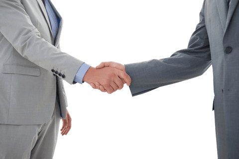Caucasian Male Colleagues Shaking Hands Temblonte Under Blue Sky Painless Background