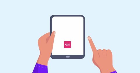 Hands Interacting with Tablet Showcasing Digital Travel Information