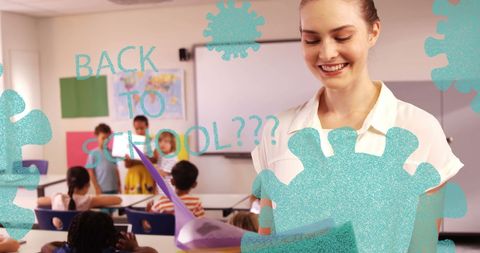 Teacher Smiling in Classroom Amid Back to School Uncertainty