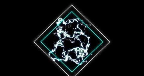 Abstract neon lightning within geometric frames