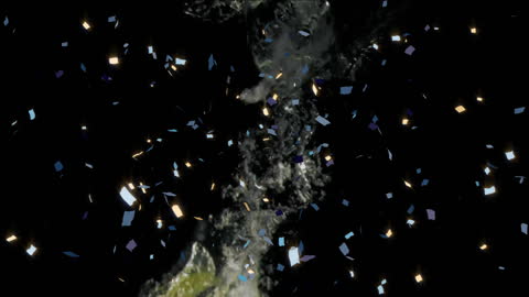 Sparkling Confetti Shower on Dark Background