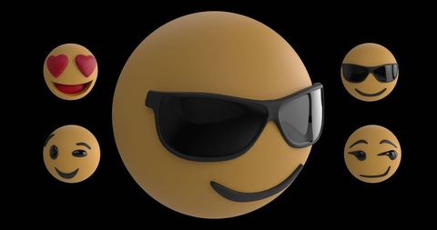 Collection of Stylish Emojis Featuring Sunglasses and Heart Eyes