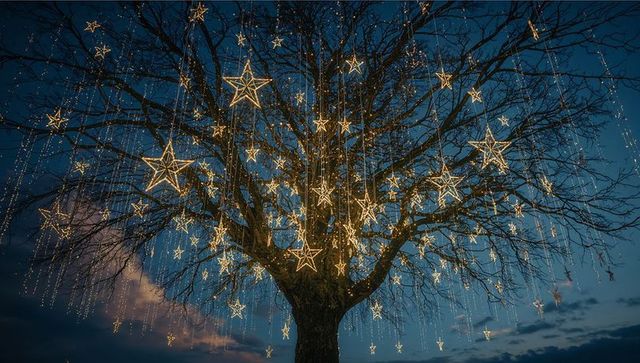 Enchanting Tree with Twinkling Stars at Twilight