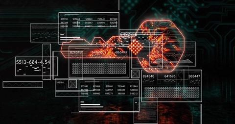 Futuristic digital interface with glowing circuit display