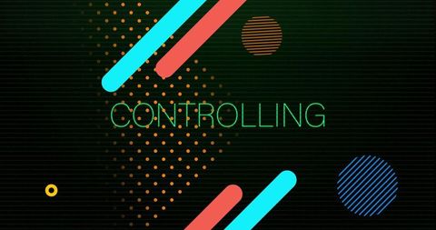 Controlling Neon Graphic Featuring Futuristic Halftone Dots, Cyan Coral Diagonal Bars, Glow