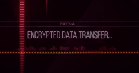 Encrypted Data Transfer HUD with Processing Progress Bar and Cybersecurity Glitch