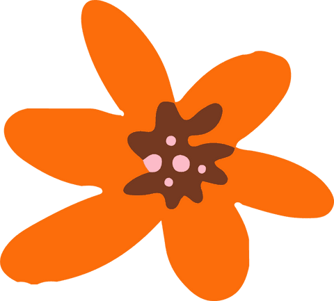 Bright Orange Flower Art on Transparent Background