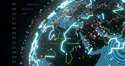 Digital Data Streams Intersecting Global Sphere - Download Free Stock Images Pikwizard.com