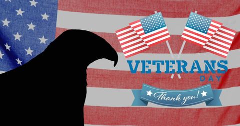Patriotic veterans day tribute with eagle silhouette