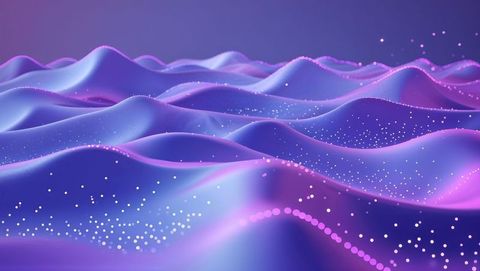 Futuristic undulating gradient waves with glowing dots
