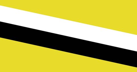 Brunei flag with diagonal stripes in yellow and black