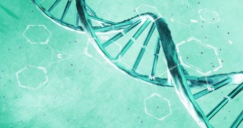 Futuristic Digital DNA Strand in Motion