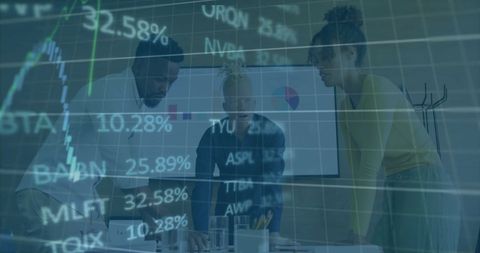 colleagues analyzing stock market trends in meeting room - Download Free Stock Images Pikwizard.com