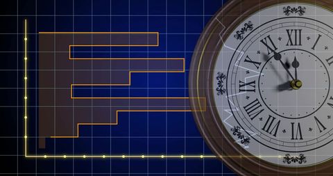 time management concept with clock and graph interface - Download Free Stock Images Pikwizard.com