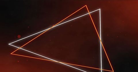 Glowing Triangle Lines on Digital Red Background