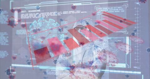 Scientist Analyzing Decreasing Trend in Virus Research Laboratory