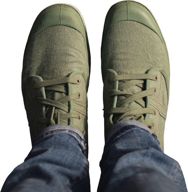 Close-up of Green Casual Shoes and Denim Jeans in Transparent Background - Download Free Stock Videos Pikwizard.com