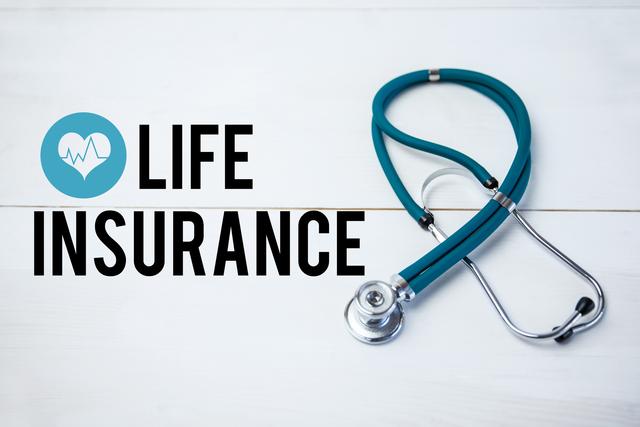 composite of life insurance graphic with medical instrument