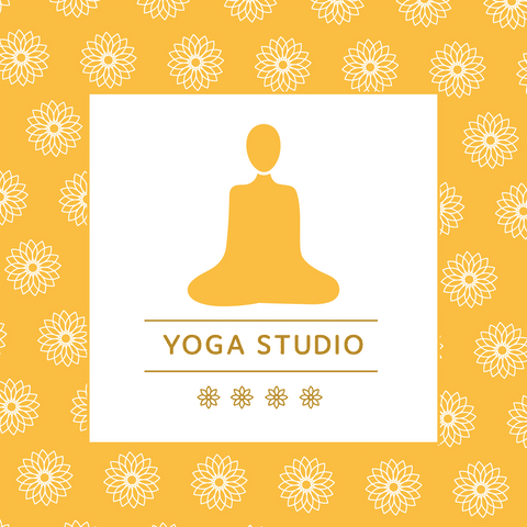 Yoga studio logo with floral pattern on transparent background