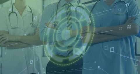 Medical professionals embracing technology in healthcare environment