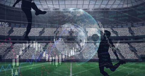 Futuristic Football with Global Digital Interface and Statistical Graphics