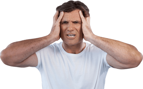Frustrated Middle-Aged Man Holding Head in Hands Transparent Background - Download Free Stock Videos Pikwizard.com