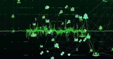 Digital Network Connections with Financial and Technological Icons - Download Free Stock Images Pikwizard.com