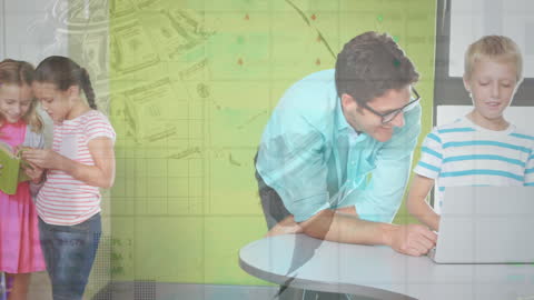 Diverse Team Collaborating Over Global Data Interface