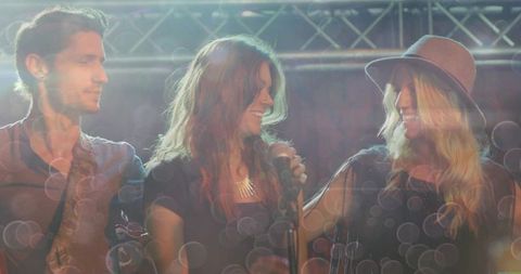 Live Band Performing Under Colorful Light Show on Stage