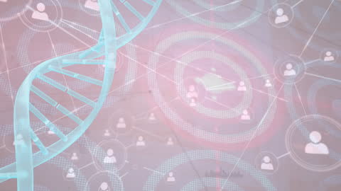 DNA Helix Overlay with Digital Network Connections