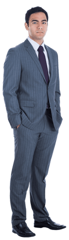 Transparent Businessman in Pinstripe Suit Showcasing Professional Confidence