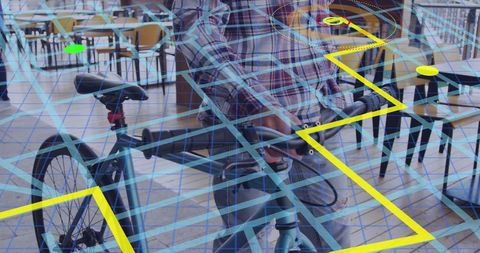 Urban Navigation Concept with Man and Bicycle