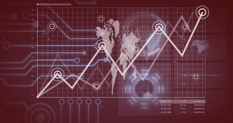 Global Financial Data Graphics on Digital World Map Background - Download Free Stock Images Pikwizard.com