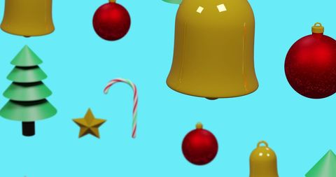 Christmas Decorations on Vibrant Blue Background - Download Free Stock Images Pikwizard.com