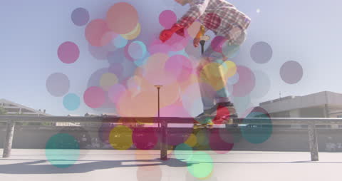 Colorful Animation Overlay Skateboarding Action