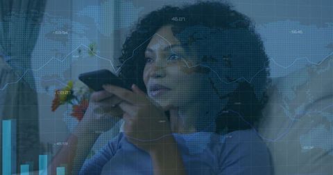 Relaxed woman enjoying moment with remote in modern living room