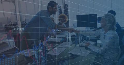 Business Team Handshake Collaboration in Modern Office