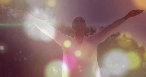 Spiritual Woman Embracing Light in Nature - Download Free Stock Images Pikwizard.com