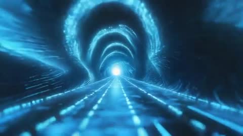 Futuristic Digital Tunnel with Glowing Archways