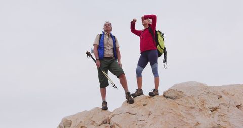 Senior Couple Enjoying Majestic Mountain View During Trek - Download Free Stock Images Pikwizard.com