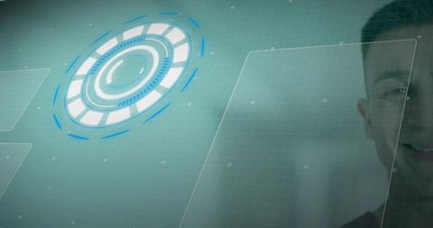 Futuristic Interaction with Digital HUD by Smiling Man