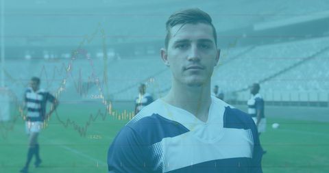 Rugby Players with Sports Analytics Overlay