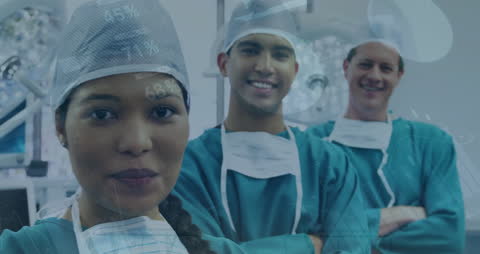 Diverse Surgeons with Digital Data Overlay in Hospital Setting
